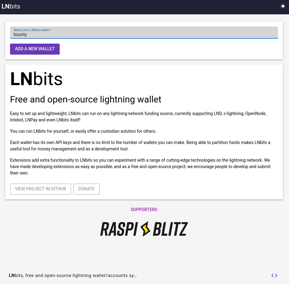 LNbits wallet setup